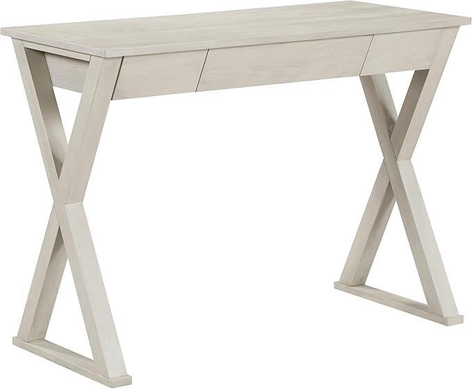 OSP Home Furnishings Marna Modern Writing Home Office Desk with Drawer, Weathered White Finish