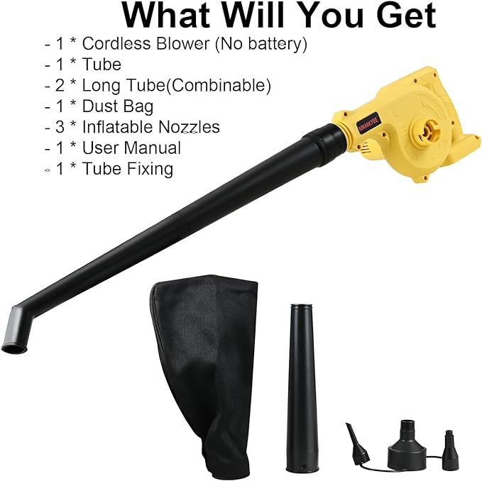 Cordless Blower for DEWALT 20V Max Battery, 3-in-1 Handle Small Blower & Vacuum & Inflatable Compatible with DEWALT Battery by MKMKYEE (Battery Not Included)