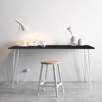 Kaboon Universal Tabletop 55"x23.62" Solid One-Piece Melamine Table Top, Double Desk L-Desk DIY, Home and Office Countertop,Cloud Atlas/Black Marble