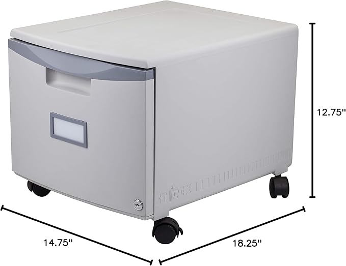 Storex 61263U01C File Cabinet, 1-Pack, Grey/Dark Grey