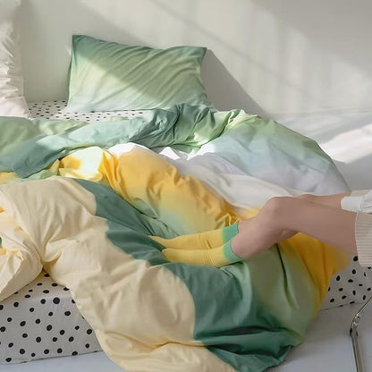 Green Gradient Comforter Set Queen Sage Green and Yellow Rainbow Bedding Comforter Set Multicolor Yellow Light Green Bedding Set Cotton Blanket Quilts Rainbow Color Comforter Set for Queen Bed