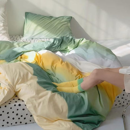 Green Gradient Comforter Set King Sage Green and Yellow Rainbow Bedding Comforter Set Multicolor Yellow Light Green Bedding Set Cotton Blanket Quilts Rainbow Color Comforter Set for King Bed