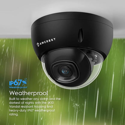 Amcrest 5MP POE Camera, Outdoor Vandal Dome Security POE IP Camera, 5-Megapixel, 98ft NightVision, 2.8mm Lens, IP67, IK10 Resistance, MicroSD 256GB (Sold Separately), Cloud, NVR (IP5M-D1188EB-28MM)