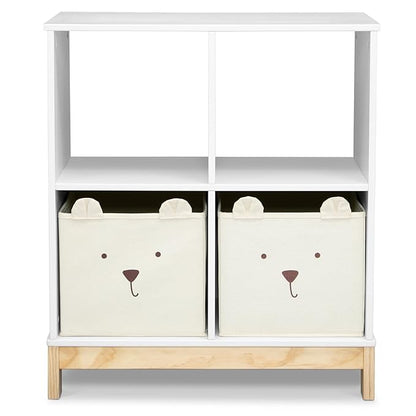 Delta Children babyGap Tate 4-in-1 Convertible Crib + Brannan Bear Bookcase with Bins + Brannan Bear Wall Shelf with 4 Hooks, Bianca White/Natural (Bundle)