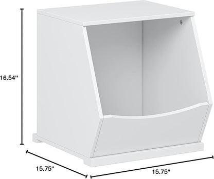 UTEX Toy Storage Organizer,Kids Stackable Toy Storage Bins,Toy Boxes and Storage Cubby for Playroom,Bedroom,Nursery School,White