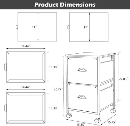 TOPSKY Mobile File Cabinet, Fabric Vertical File Cabinet for Letter Size (Rustic Brown, 2 Drawer)