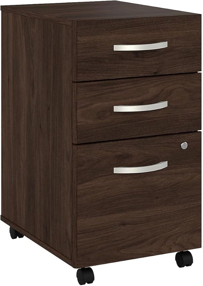 Bush Business Furniture HYF216BWSU-Z Hybrid 3-Drawer Mobile File Cabinet, Letter/Legal, Black Walnut, 20-Inch
