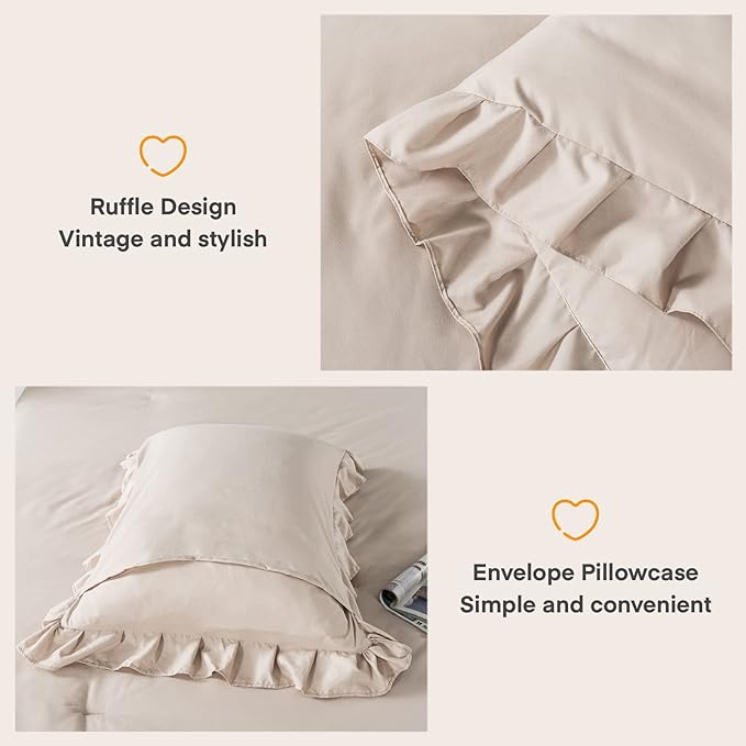 Andency Khaki Comforter King Size(104x90Inch), 3 Pieces Farmhouse Shabby Chic Bedding Comforters & Sets, All Season Soft Lightweight Down Alternative Bed Set for Men Women