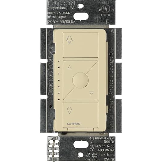 Lutron Caseta Original Smart Dimmer Switch ELV+ (Lutron Hub Required), 250W LED, Single-Pole/3-Way, Neutral Required, PD-5NE-IV, Ivory
