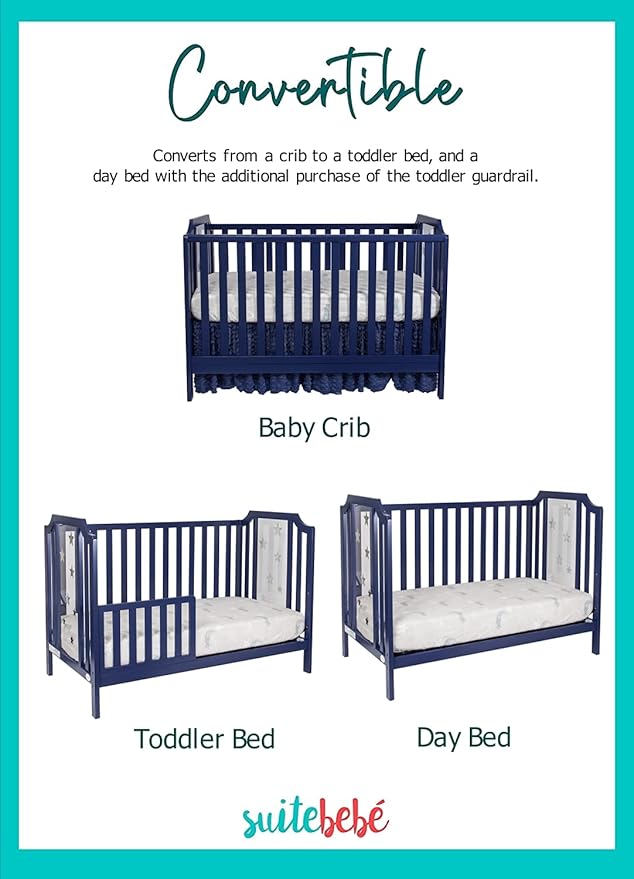 Suite Bebe Celeste 3 in 1 Convertible Island Crib Wood and Acrylic, Navy Blue