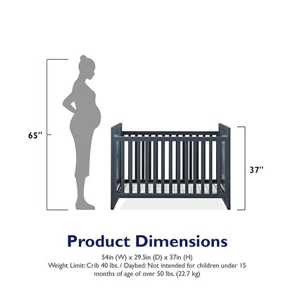 Baby Relax Miles 2-in-1 Convertible Crib, Graphite Blue