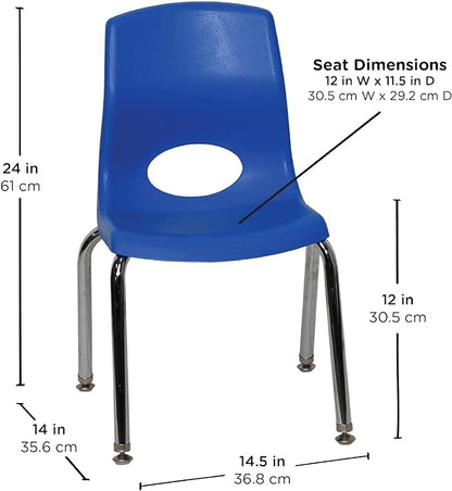 Children's Factory Angeles MyPosture Plus Kids/Teen Classroom Desk Chair, Classroom Seating For Kids, 12" H Seat, Blue