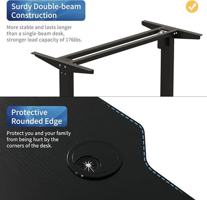 Adjustable Height L-Shaped Electric 59 Inch Sit-Stand Computer Desk with 3 Splice Boards, Lockable Casters-Ideal for Home Office, 59Inch, Black