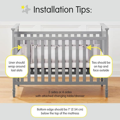 BreathableBaby Breathable Mesh Liner for Full-Size Cribs, Classic 3mm Mesh, Gray (Size 2FS Covers 2 Sides)