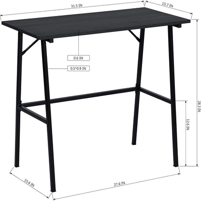 FurnitureR Home Office Computer Desk, Compact Writing Desk Study Desk with Metal Frame for Apartment, Dorm, Bedroom, Small Space (31.5 Inch, Black)