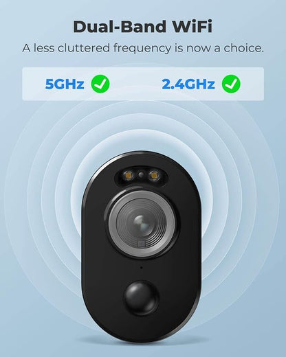 REOLINK 5MP Solar Security Cameras Outdoor Wireless, Spotlight Color Night Vision, 2.4G/5Ghz WiFi Home Surveillance, Solar/Battery Powered, Human/Car Detection, Local Recording, Argus 3 Pro Kit