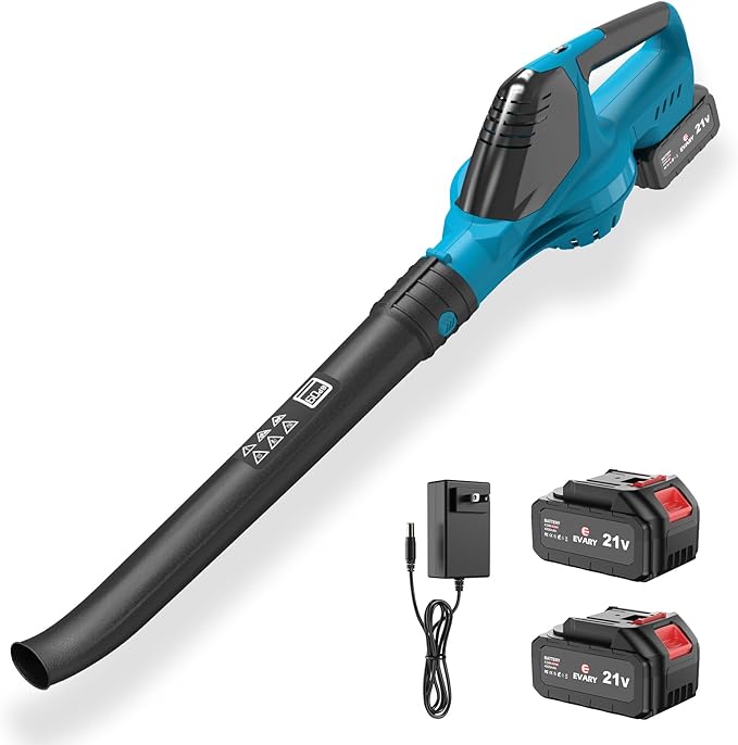 Leaf Blower Cordless with Battery and Charger, 21V Brushless 8000mAh 5 Speeds Adjustable Cordless Battery Powered Blower for Lawn Care, Electric Leaf Blower Cordless with 2 Batteries Cordless Blower