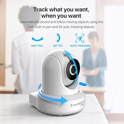 Amcrest Pack of 2, ProHD 1080P WiFi/Wireless IP Security Camera IP2M-841 Pan/Tilt, 2-Way Audio, Optional Cloud Recording, Full HD 1080P 2MP, Super Wide 90° Viewing Angle, Night Vision (White)