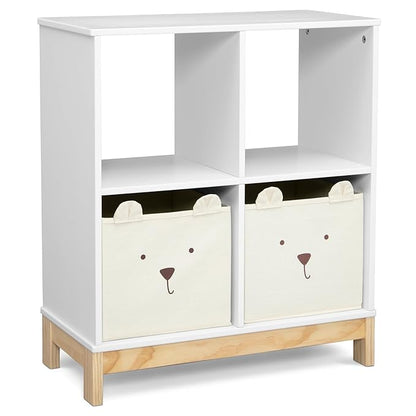 Delta Children babyGap Tate 4-in-1 Convertible Crib + Brannan Bear Bookcase with Bins + Brannan Bear Wall Shelf with 4 Hooks, Bianca White/Natural (Bundle)