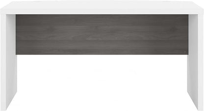 Bush Business Furniture Echo Bow Front Desk, 60W, Pure White and Modern Gray