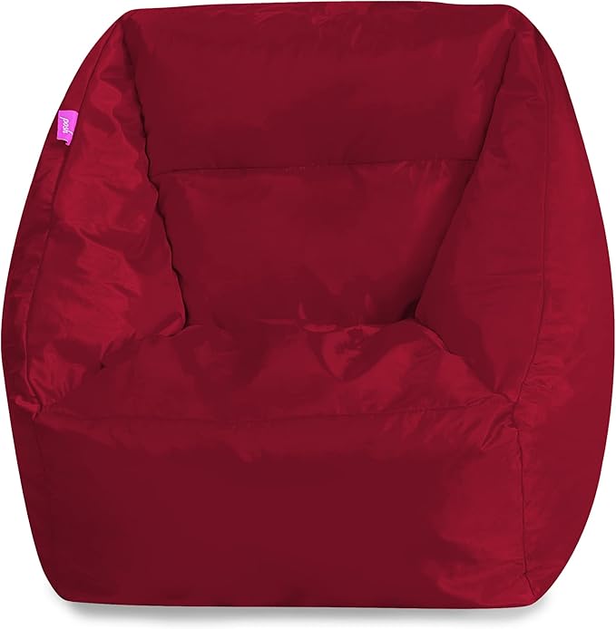 Posh Creations Structured Comfy Bean Bag Chair for Gaming, Reading, and Watching TV, Coronado Chair, Microsuede - Red