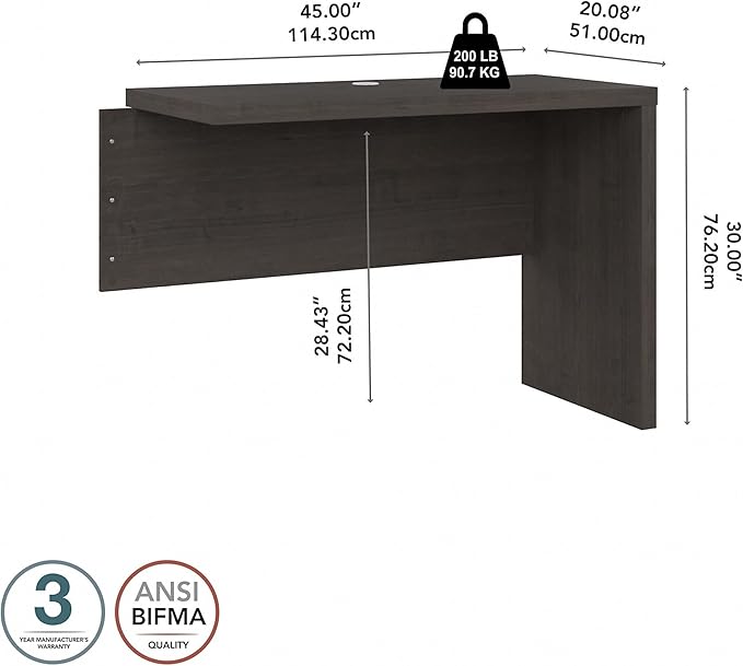 Bush Business Furniture Echo Desk Return/Bridge, Charcoal Maple