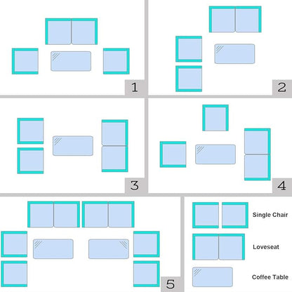LUARANE 4-Piece Rattan Patio Furniture Set, Outdoor Wicker Sofa Couch Table Set, w/Thick Seat Cushions Tempered Glass Coffee Table, Conversation Set for Lawn Garden Poolside Backyard (Turquoise)