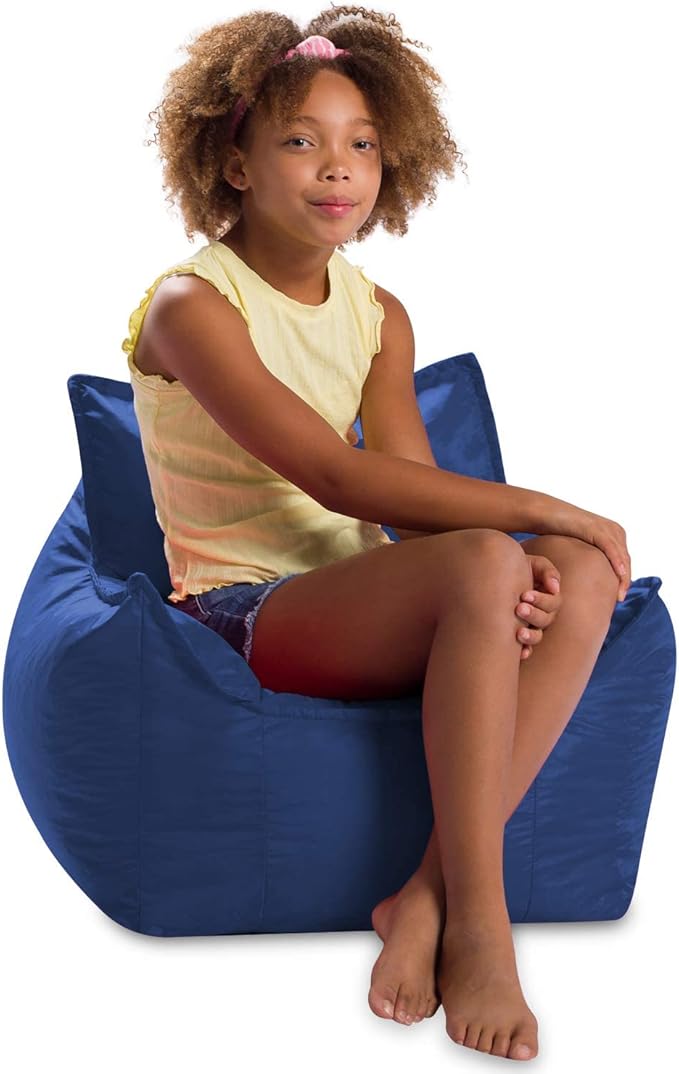 Posh Creations Bean Bag Chair Structured Comfy Seat Use for Gaming, Reading and Watching TV, Newport, Navy