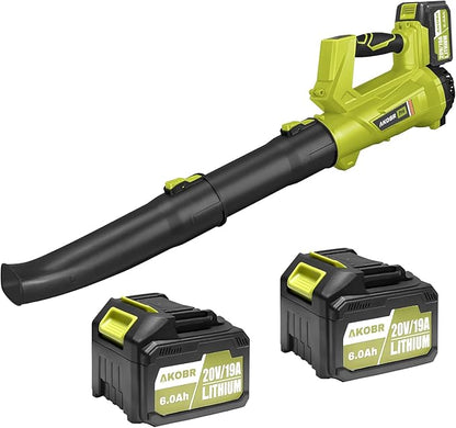 Cordless Leaf Blower,540CFM/170MPH Electric Leaf Blower with 2 * 6.0Ah Battery and Fast Charger, 6 Speed Mode and Turbo Mode Leaf Blower, 20V Battery Powered Leaf Blowers for Lawn Care and Patio