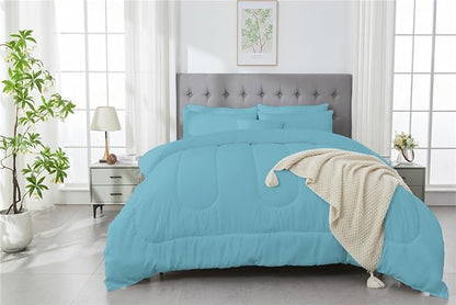 3 Piece Solid Color All Season Bedding Comforter Set Microfiber Soft Lightweight Bedding Set for Kids Teens Adults Room Decor with 1 Comforter and 2 Pillowcases Full