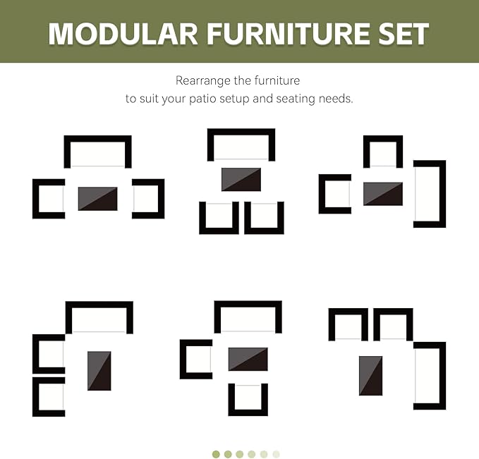 Patio Furniture Set,4 Piece Garden Conversation Set, Outdoor Wicker Rattan Table and Chairs, Black Patio Set, Sectional Sofa with Thick Cushion for Garden, Yard, or Porch (Black/Beige)