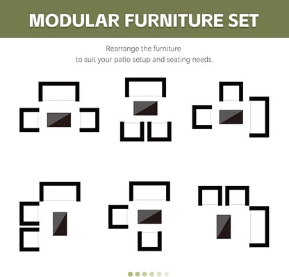 Patio Furniture Set,4 Piece Garden Conversation Set, Outdoor Wicker Rattan Table and Chairs, Black Patio Set, Sectional Sofa with Thick Cushion for Garden, Yard, or Porch (Black/Beige)