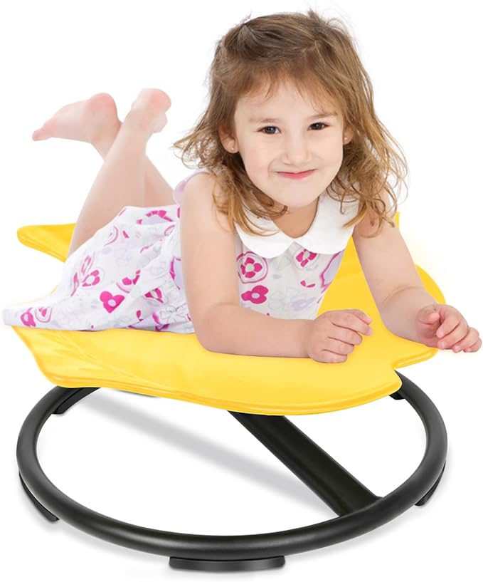 Kids Swivel Chair, Spin Sensory Chair, Spin Chair for Kids Autism,Yellow Metal Base Wobble Stool for Improving 3+ Years Old Kid's Physical Coordination, Ideal Companion for Autism Children