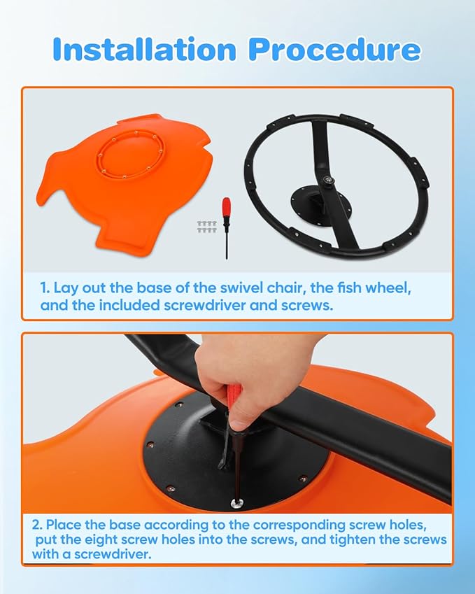 Swivel Chair for Kids, Kids Spinning Chair, Spin Sensory Chair Orange Wobble Stool for Kids Improving Physical Coordination Child Age 3+, Non-Slip Metal Base Ideal Companion for Autism Children