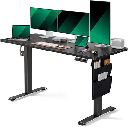Marsail Standing Desk Adjustable Height, 55x24 Inch Electric Standing Desk with Storage Bag, Stand up Desk for Home Office Computer Desk Memory Preset with Headphone Hook