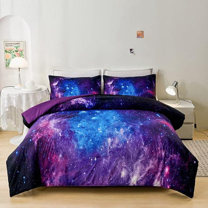 Purple Comforter Set for Girls,Galaxy Comforter Set for Boys Kids,Space Bedding King,Kids Comforter Set for Girls,Galaxy Bedding Set King with Pillowcases