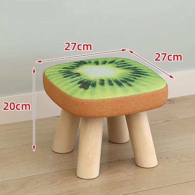 Solid Wood Stool Home Square Low Stool Cute Children's Sofa Stool Chair Fashion Cartoon Creative Small Stool for Kids and Adult, Changing Stool Solid Wood Coffee Table Stool, Bear 330lb (Kiwi)