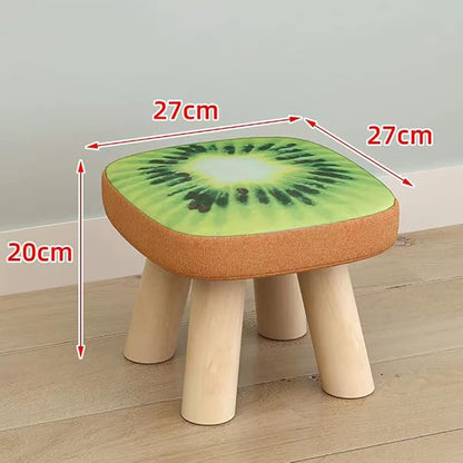 Solid Wood Stool Home Square Low Stool Cute Children's Sofa Stool Chair Fashion Cartoon Creative Small Stool for Kids and Adult, Changing Stool Solid Wood Coffee Table Stool, Bear 330lb (Kiwi)