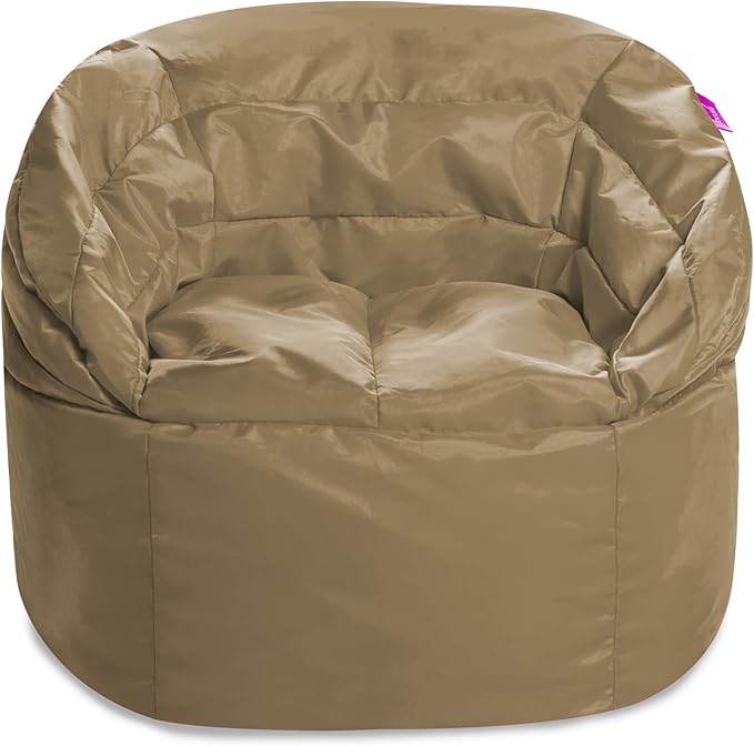 Posh Creations Structured Comfy Bean Bag Chair for Gaming, Reading, and Watching TV, Sonoma Lounge, Microsuede - Camel