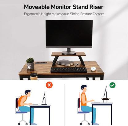 Computer Desk with Power Strip and Monitor Stand, 40" Desk for Home Office Small Space, Small Writing Desk Study Table Workstation with Cup Holder Headphone Hook, Easy Assembly