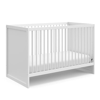 Storkcraft Calabasas 3-in-1 Convertible Crib (White) – GREENGUARD Gold Certified, Fits Standard Crib Mattress, Converts to Toddler Bed, Modern Style, Easy 30-Minute Assembly