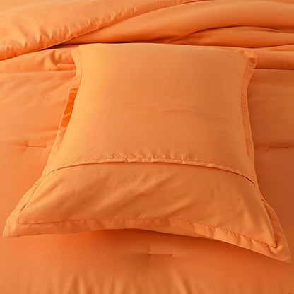 King Burnt Orange Comforter Set, Terracotta Skin-friendly Rust Boho Bedding Set & Collections, Breathable Fluffy Microfiber 3 PCS (104"x90") Comforter Set for All Seasons with Pillowcases