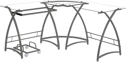 NicBex Laik-DW-00062-DX Desks, 51" W x 51" D x 28" H, Silver