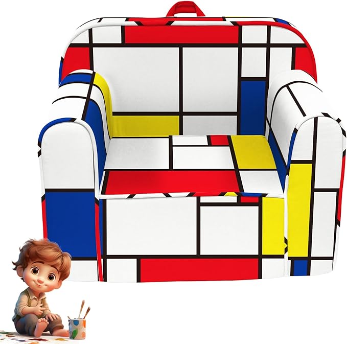 Cuddly Toddler Chair, Kids Snuggly-Soft armchair,Kids Sofa Chair with Washable and Removable Cover,Toddler Foam Chair with Friendly Carrying Handle, Reading Couch for Boys and Girls