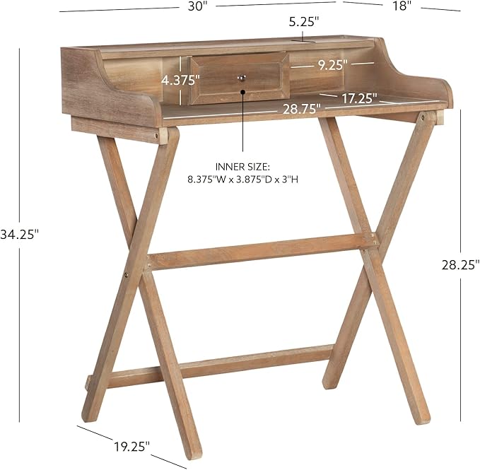 Linon Home Décor Griffin Gray Wash Folding Desk, Grey