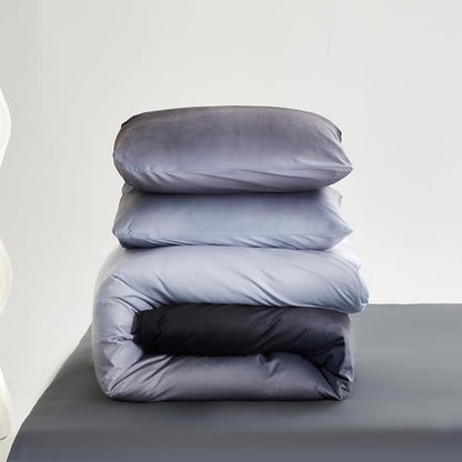 Gray White Gradient Comforter Set Twin Gray Velvet Bedding Comforter Modern Plain White and Deep Gray Gradient Soft Quilt Farmhouse Flannel Comforter Warm Twin Bed Comforter