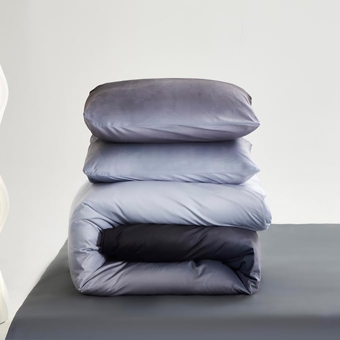 Gray White Gradient Comforter Set Cal King Gray Velvet Bedding Comforter Modern Plain White and Deep Gray Gradient Soft Quilt Farmhouse Flannel Comforter Warm California King Bed Comforter