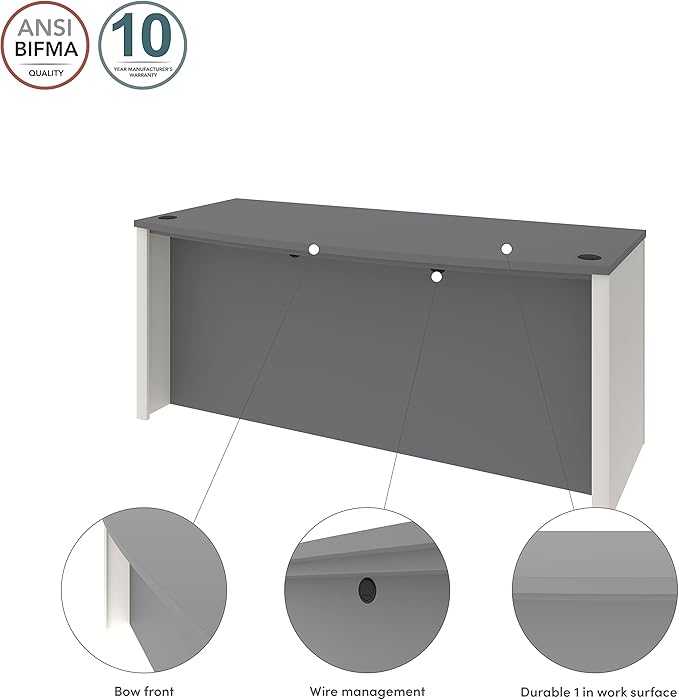 Bestar Connexion 72W Desk Shell in Slate & Sandstone