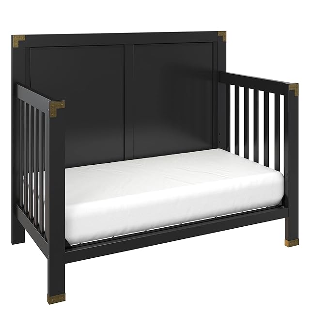 Baby Relax Miles 5-in-1 Convertible Crib, Solid Pine Wood, Black