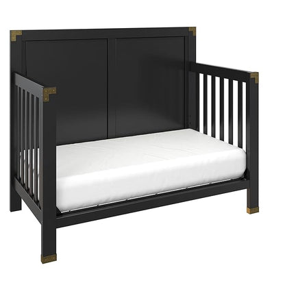 Baby Relax Miles 5-in-1 Convertible Crib, Solid Pine Wood, Black